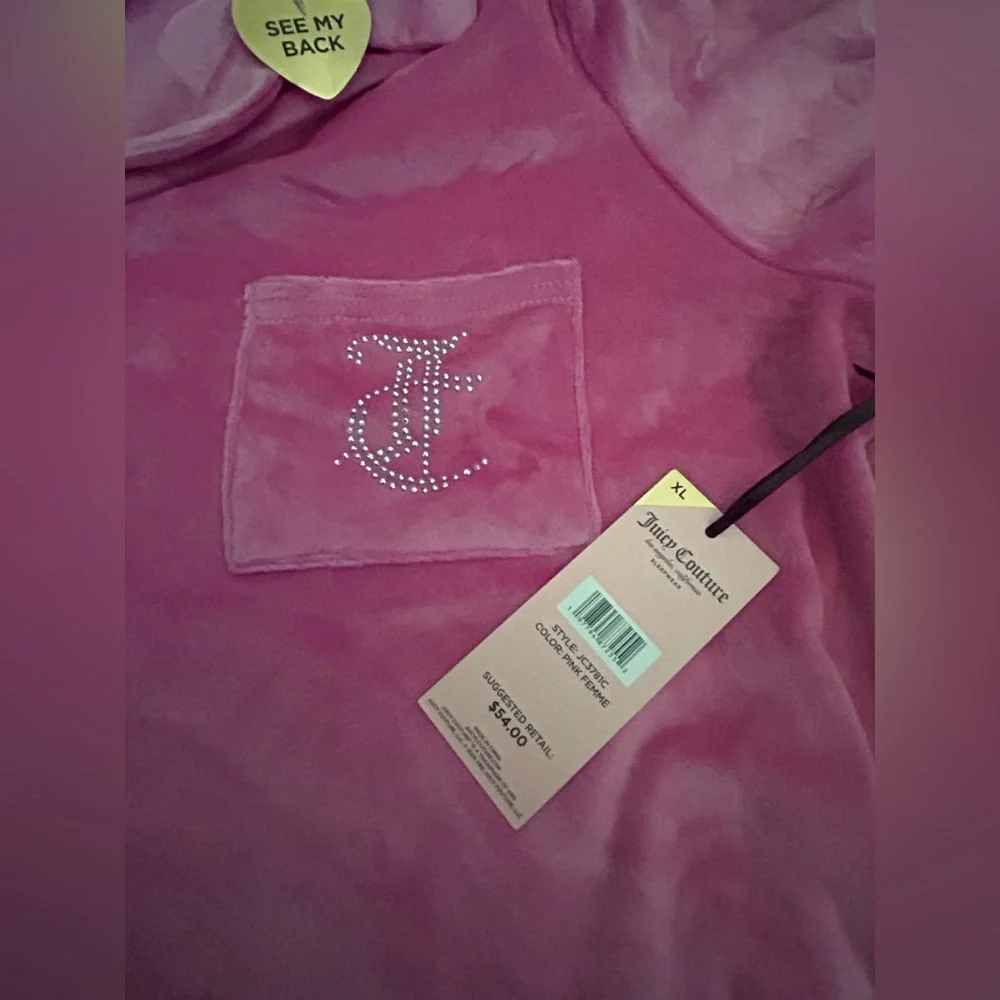 Juicy Couture Hot Pink Velour Rhinestone Pajamas Sleep Set - Picture 2 of 4